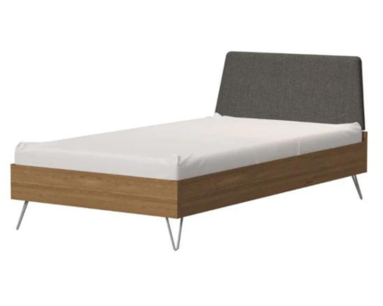 _Single Bed In Dark Grey Jute With Light Oak | Buy the Best Office Furniture in Pakistan at the Best Prices | office furniture near me | furniture near me