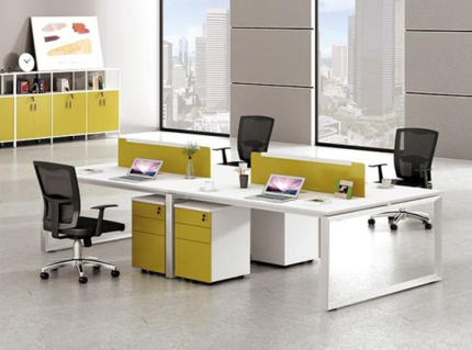 4 Staff Computer Workstation Table Cubicle Green With E1 MFC Board | Furniture near me | Furniture Store near me | Furniture market near me | office furniture near me