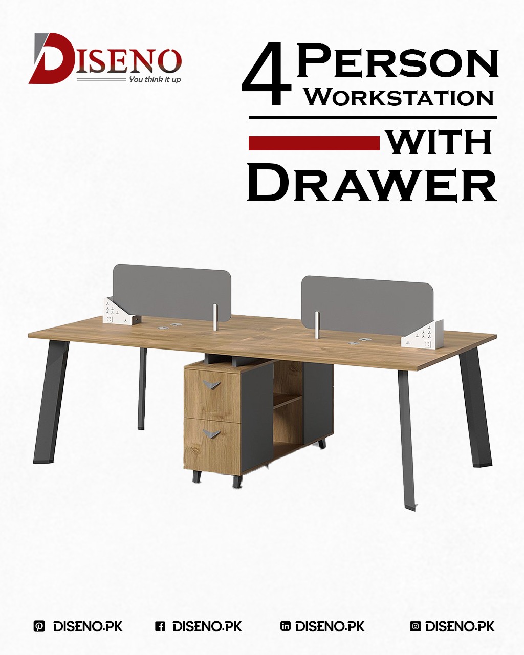 4 Person Staff Workstation with Drawer | Office Furniture | Furniture near me | Furniture Store near me | Furniture market near me | office furniture near me