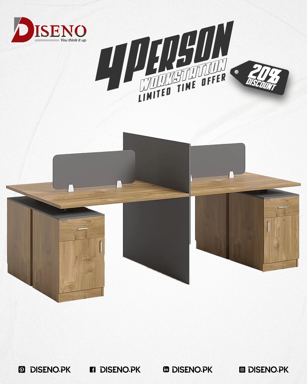 4 Seats Workstation Desk with DrawerOffice Furniture | Furniture near me | Furniture Store near me | Furniture market near me | office furniture near me