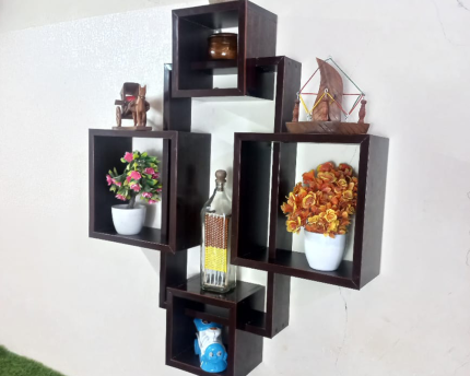 Set Of 5 Cube Intersecting Shelves | home wall art near me | | home accessories online | cheap home decor items online | decoration piece for home | decoration piece for wall | daraz wall decor | wall decoration piece