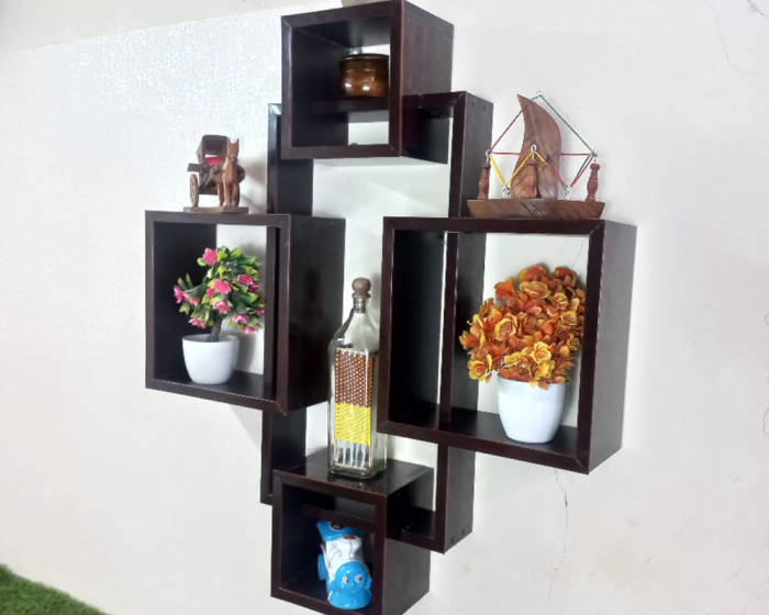 Set Of 5 Cube Intersecting Shelves | home wall art near me | | home accessories online | cheap home decor items online | decoration piece for home | decoration piece for wall | daraz wall decor | wall decoration piece