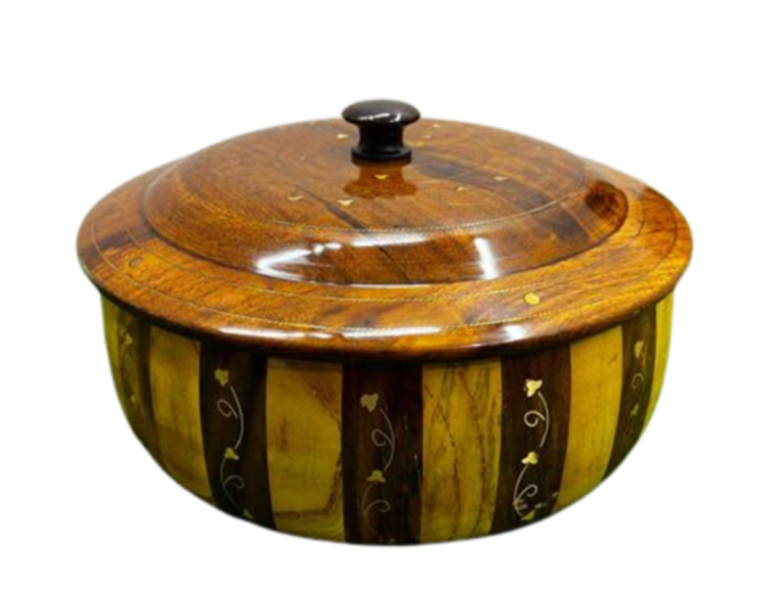 WOODEN HOTPOT WITH BRASS | home accessories online | home accessories store